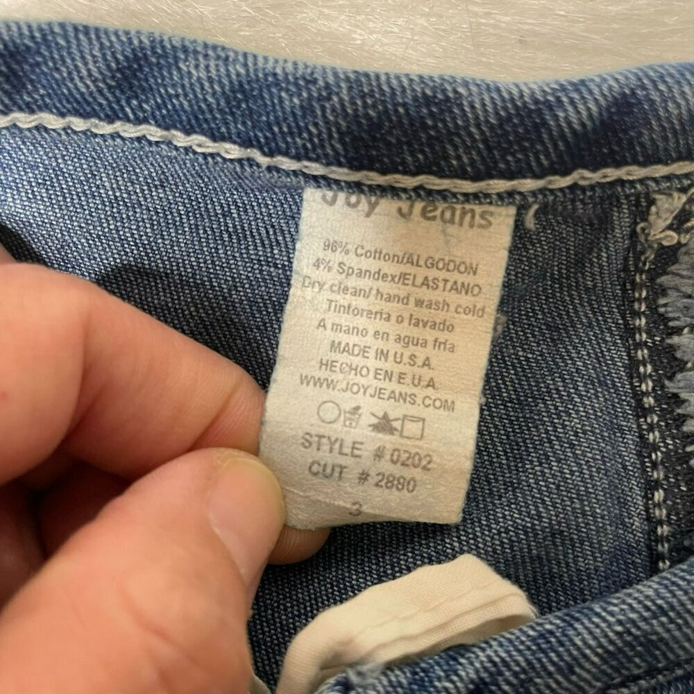 VTG Joy Jeans Women's Small (3) Y2K Lace-Up Stretch Cut-Off Mid-Rise Denim Short - Picture 3 of 7